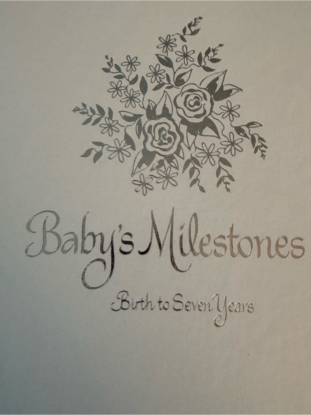 Baby's Milestones Keepsake Book - Silver Floral Design Birth to 7 years Vintage!